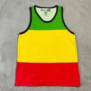 Bob Marley Billabong Tank Top Mens Medium 100% Organic Cotton Rasta Stripe Regga